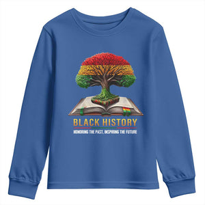 Black History Teacher Youth Sweatshirt Honoring The Past Inspiring The Future Tree of Life TS02 Royal Blue Print Your Wear