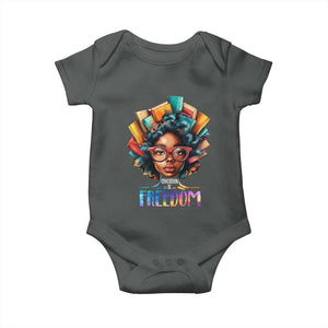 Black History Education Is Freedom Baby Onesie Black Teacher Books TS02 Dark Heather Print Your Wear