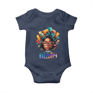 Black History Education Is Freedom Baby Onesie Black Teacher Books TS02 Navy Print Your Wear