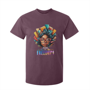 Black History Education Is Freedom T Shirt For Kid Black Teacher Books TS02 Maroon Print Your Wear