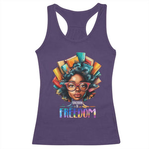 Black History Education Is Freedom Racerback Tank Top Black Teacher Books TS02 Purple Print Your Wear