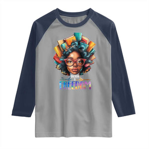 Black History Education Is Freedom Raglan Shirt Black Teacher Books TS02 Sport Gray Navy Print Your Wear