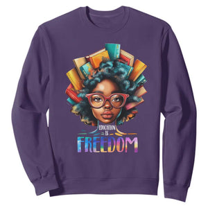 Black History Education Is Freedom Sweatshirt Black Teacher Books TS02 Purple Print Your Wear