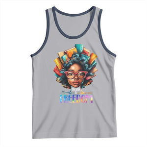 Black History Education Is Freedom Tank Top Black Teacher Books TS02 Athletic Heather Navy Print Your Wear