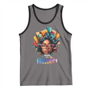 Black History Education Is Freedom Tank Top Black Teacher Books TS02 Deep Heather Black Print Your Wear