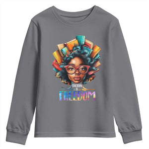 Black History Education Is Freedom Youth Sweatshirt Black Teacher Books TS02 Charcoal Print Your Wear