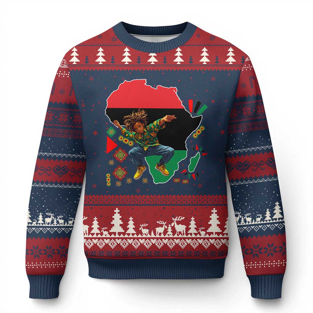 Black Son Future Leader Ugly Christmas Sweater African American Pride Black History Month TS02 Navy Red Print Your Wear