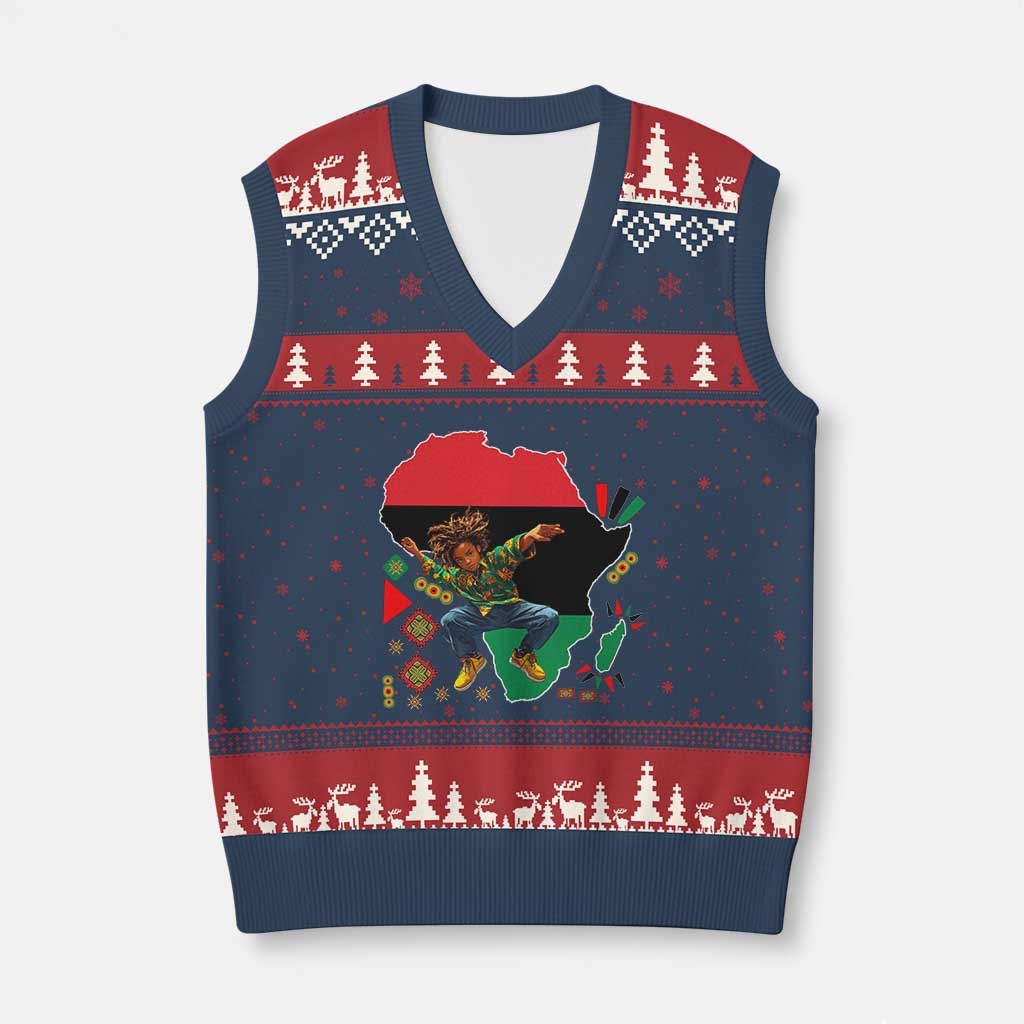 Black Son Future Leader V-Neck Knit Sweater Vest African American Pride Black History Month TS02 Navy Red Print Your Wear