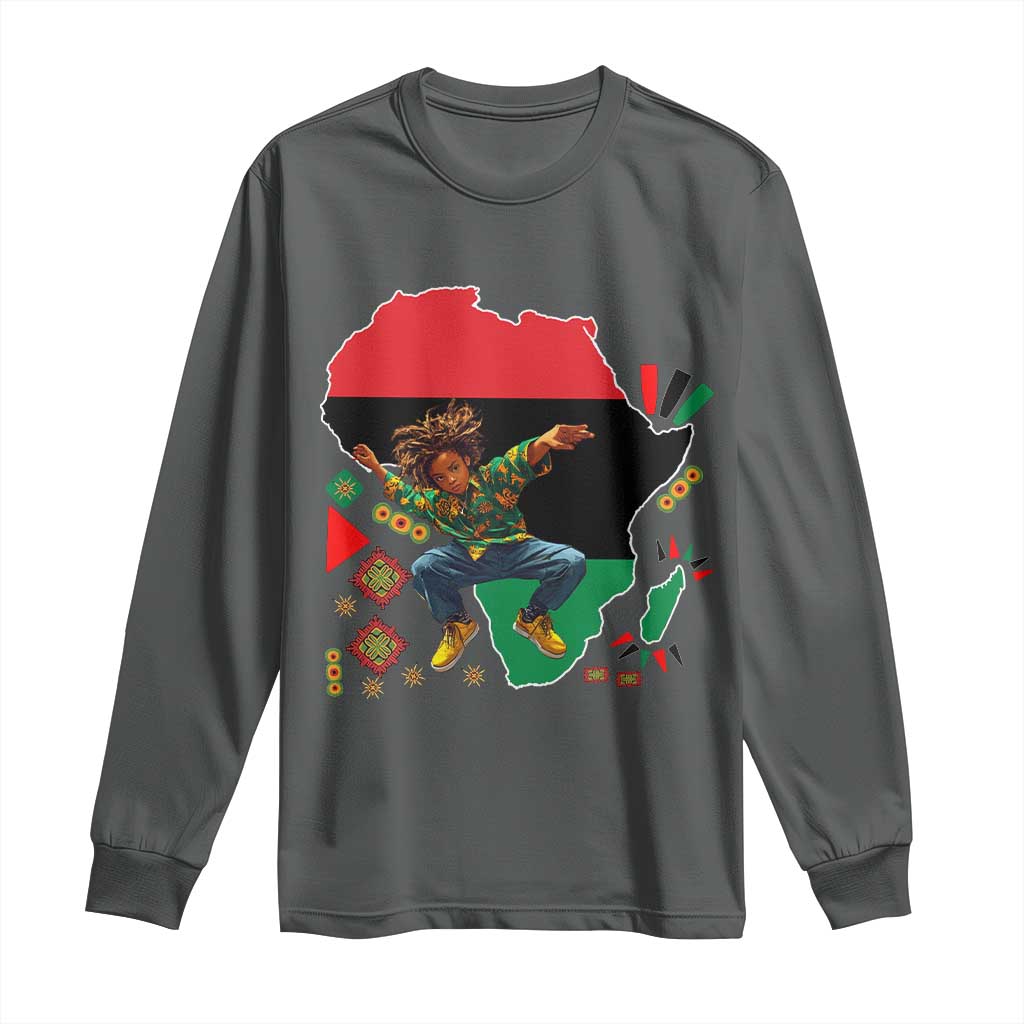 Black Son Future Leader Long Sleeve Shirt African American Pride Black History Month TS02 Dark Heather Print Your Wear