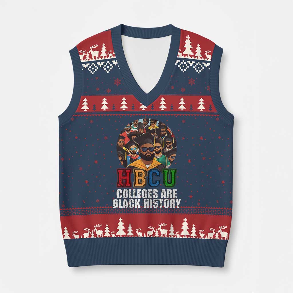 HBCU Colleges Are Black History V-Neck Knit Sweater Vest African Education TS02 Navy Red Print Your Wear