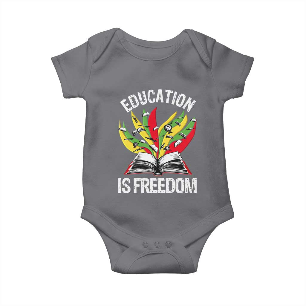 Education Is Freedom Baby Onesie Teaching Black History Month Books TS02 Charcoal Print Your Wear
