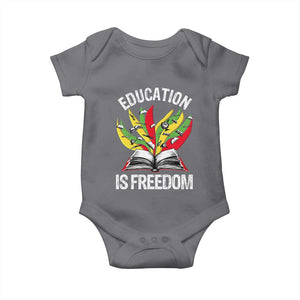 Education Is Freedom Baby Onesie Teaching Black History Month Books TS02 Charcoal Print Your Wear