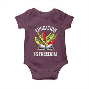Education Is Freedom Baby Onesie Teaching Black History Month Books TS02 Maroon Print Your Wear