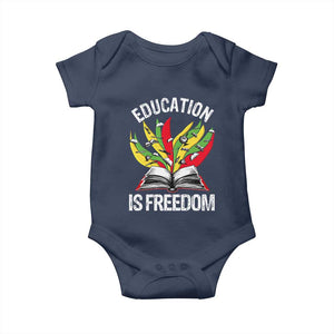 Education Is Freedom Baby Onesie Teaching Black History Month Books TS02 Navy Print Your Wear