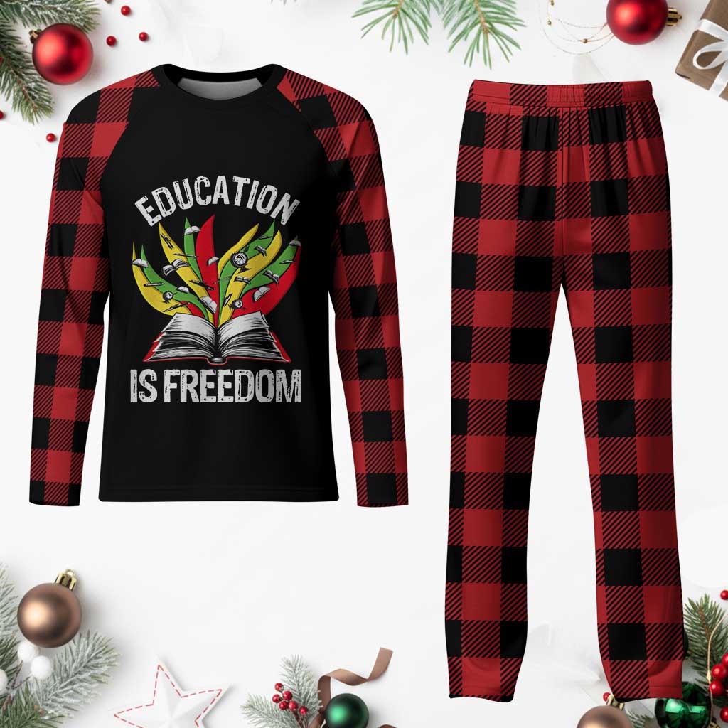 Education Is Freedom Plaid Pajama Set Teaching Black History Month Books TS02 Buffalo Plaid Print Your Wear