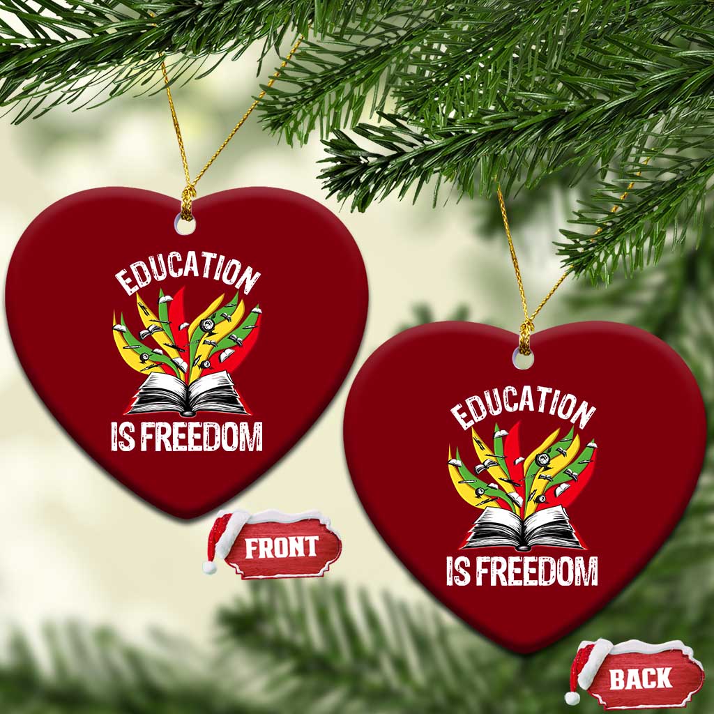 Education Is Freedom Ceramic Ornament Teaching Black History Month Books TS02 Print Your Wear