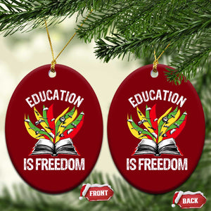 Education Is Freedom Ceramic Ornament Teaching Black History Month Books TS02 Print Your Wear