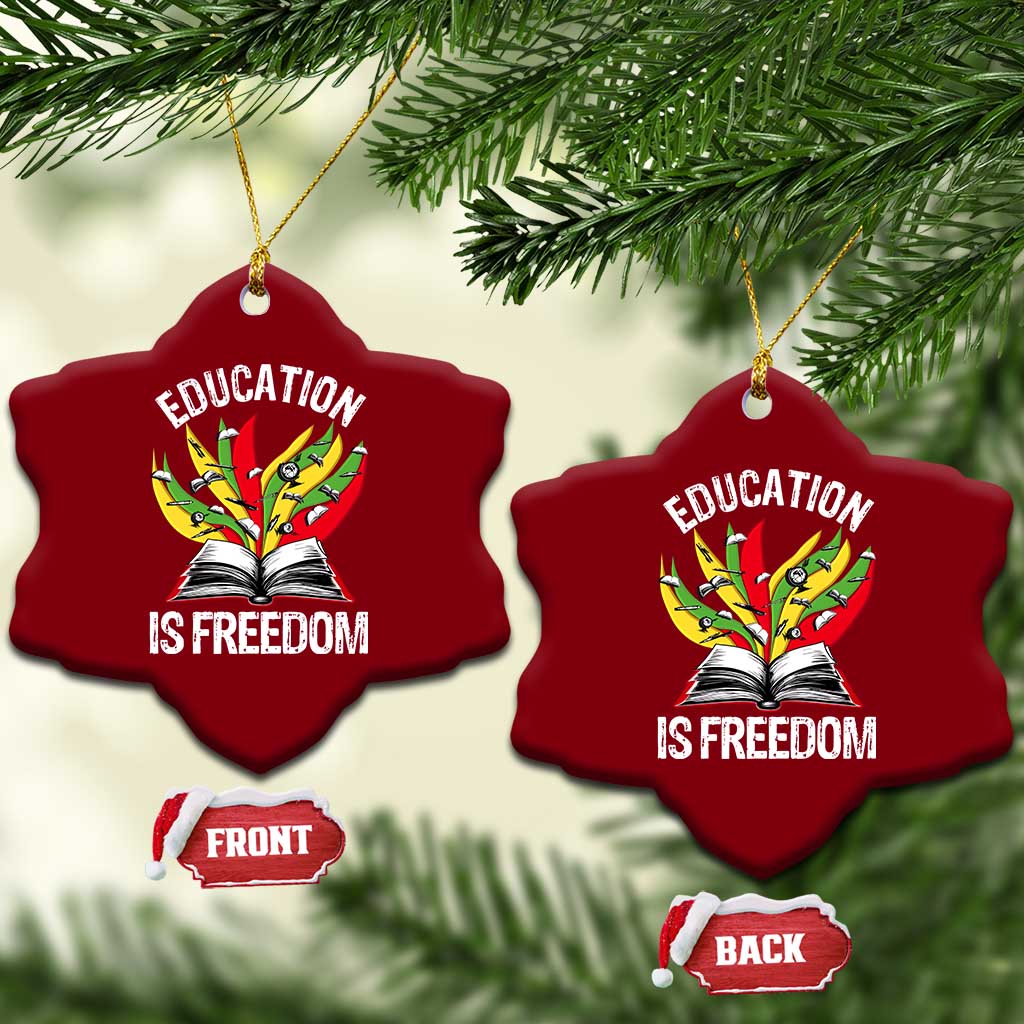 Education Is Freedom Ceramic Ornament Teaching Black History Month Books TS02 Print Your Wear