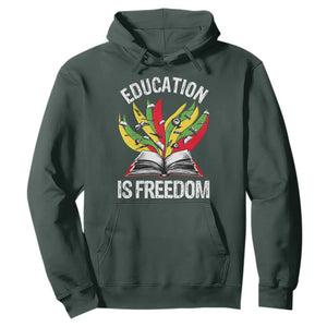 Education Is Freedom Hoodie Teaching Black History Month Books TS02 Dark Forest Green Print Your Wear