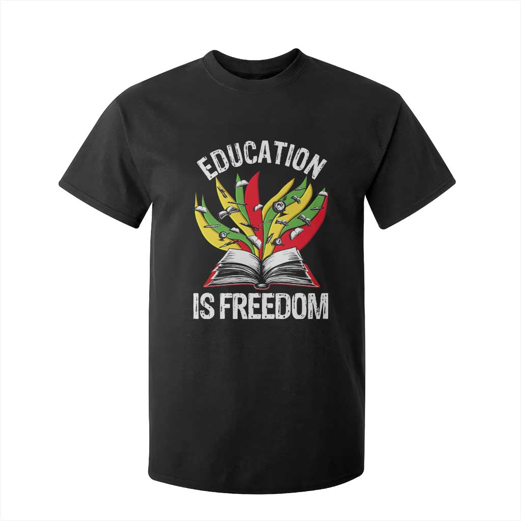 Education Is Freedom T Shirt For Kid Teaching Black History Month Books TS02 Black Print Your Wear