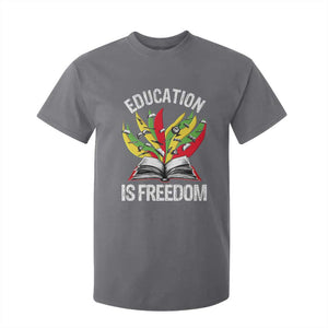 Education Is Freedom T Shirt For Kid Teaching Black History Month Books TS02 Charcoal Print Your Wear