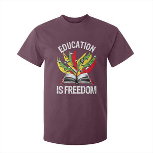 Education Is Freedom T Shirt For Kid Teaching Black History Month Books TS02 Maroon Print Your Wear