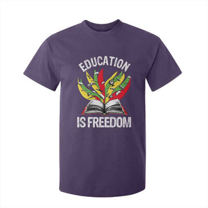 Education Is Freedom T Shirt For Kid Teaching Black History Month Books TS02 Purple Print Your Wear