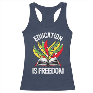 Education Is Freedom Racerback Tank Top Teaching Black History Month Books TS02 Navy Print Your Wear