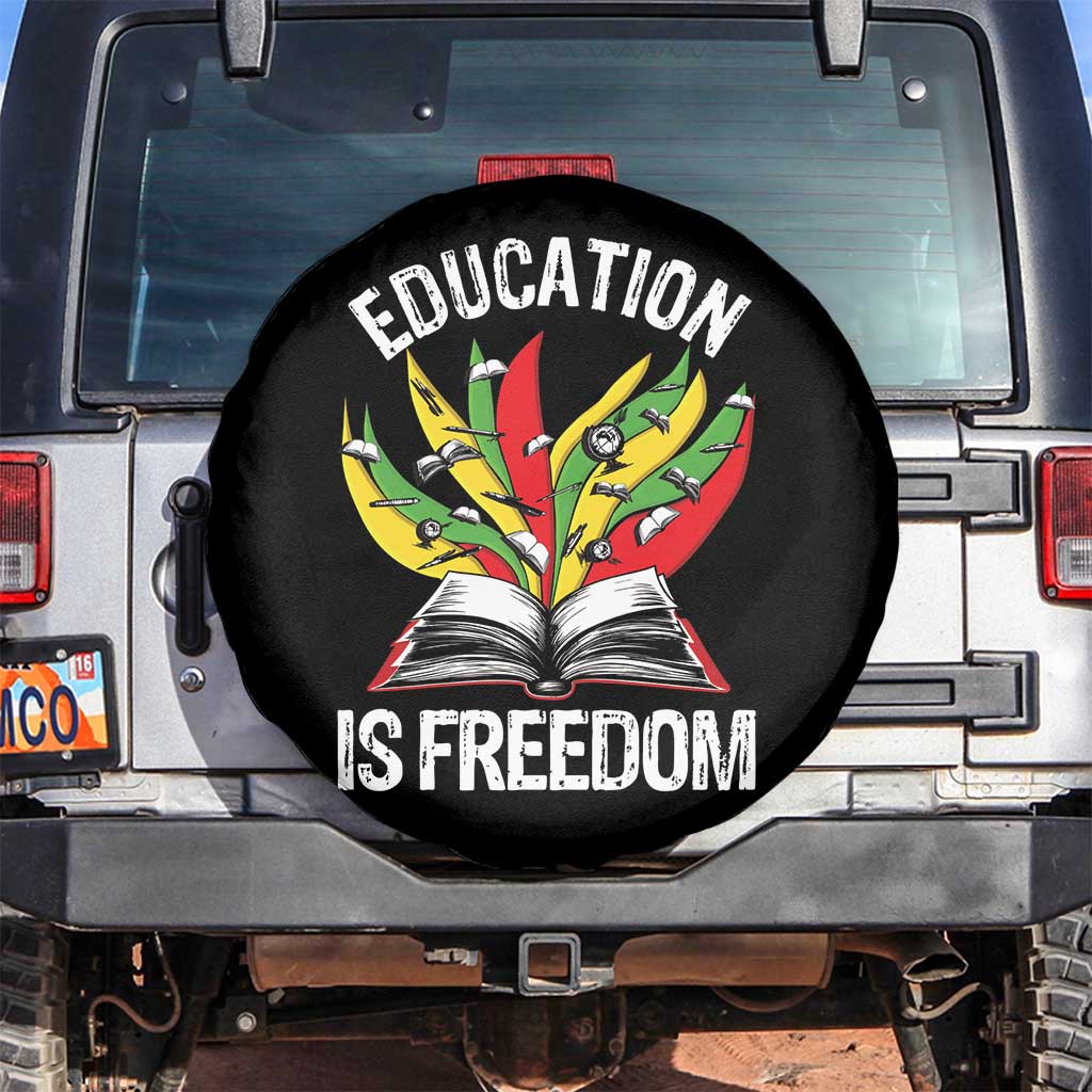Education Is Freedom Spare Tire Cover Teaching Black History Month Books TS02 No hole Black Print Your Wear
