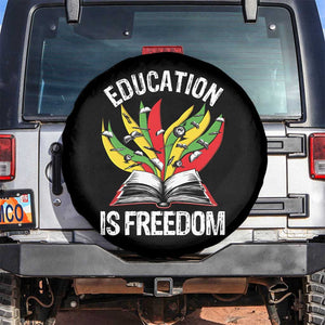 Education Is Freedom Spare Tire Cover Teaching Black History Month Books TS02 No hole Black Print Your Wear