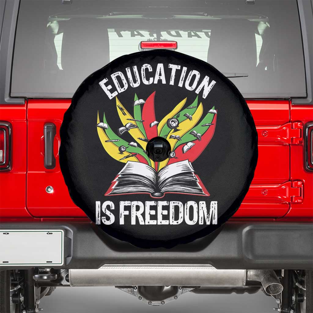 Education Is Freedom Spare Tire Cover Teaching Black History Month Books TS02 Black Print Your Wear
