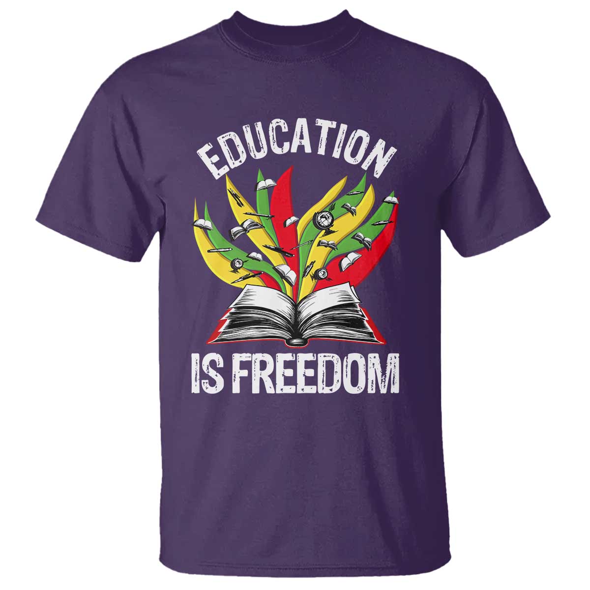 Education Is Freedom T Shirt Teaching Black History Month Books TS02 Purple Print Your Wear
