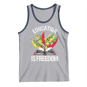 Education Is Freedom Tank Top Teaching Black History Month Books TS02 Athletic Heather Navy Print Your Wear