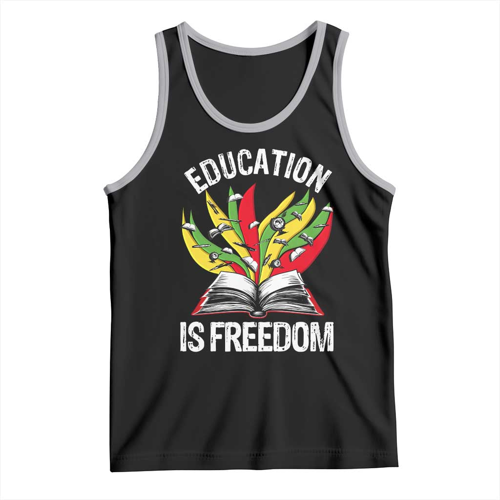 Education Is Freedom Tank Top Teaching Black History Month Books TS02 Black Athletic Heather Print Your Wear