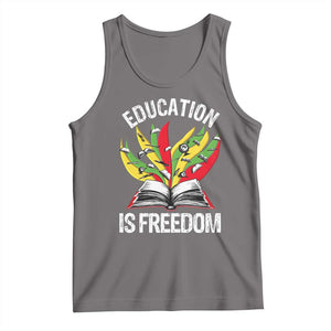 Education Is Freedom Tank Top Teaching Black History Month Books TS02 Deep Heather Print Your Wear