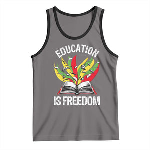 Education Is Freedom Tank Top Teaching Black History Month Books TS02 Deep Heather Black Print Your Wear