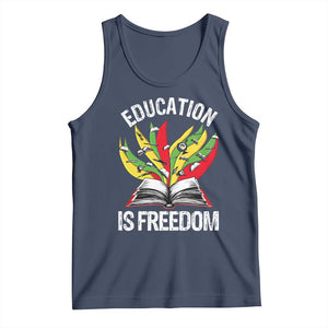 Education Is Freedom Tank Top Teaching Black History Month Books TS02 Navy Print Your Wear