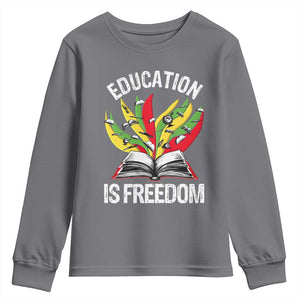 Education Is Freedom Youth Sweatshirt Teaching Black History Month Books TS02 Charcoal Print Your Wear