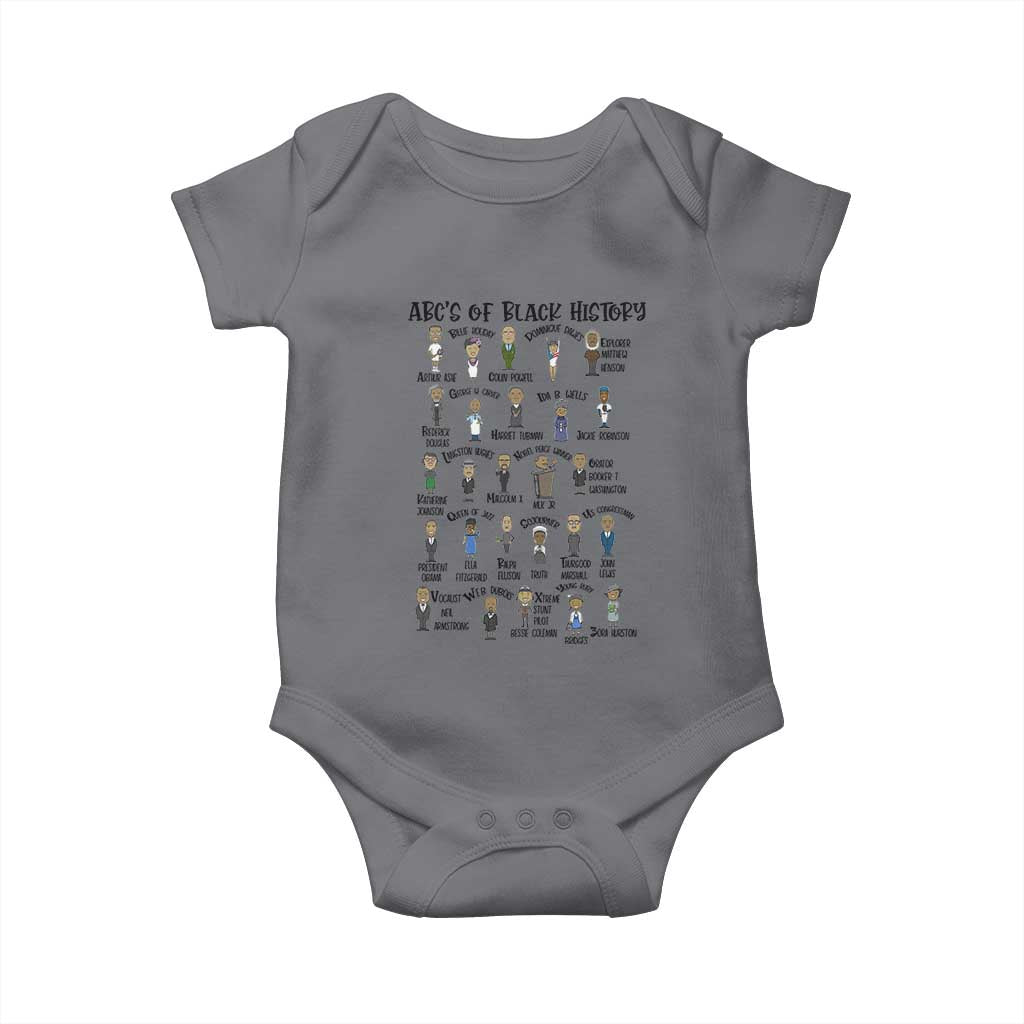 ABCs of Black History Month Baby Onesie Black Excellence Pride TS02 Charcoal Print Your Wear