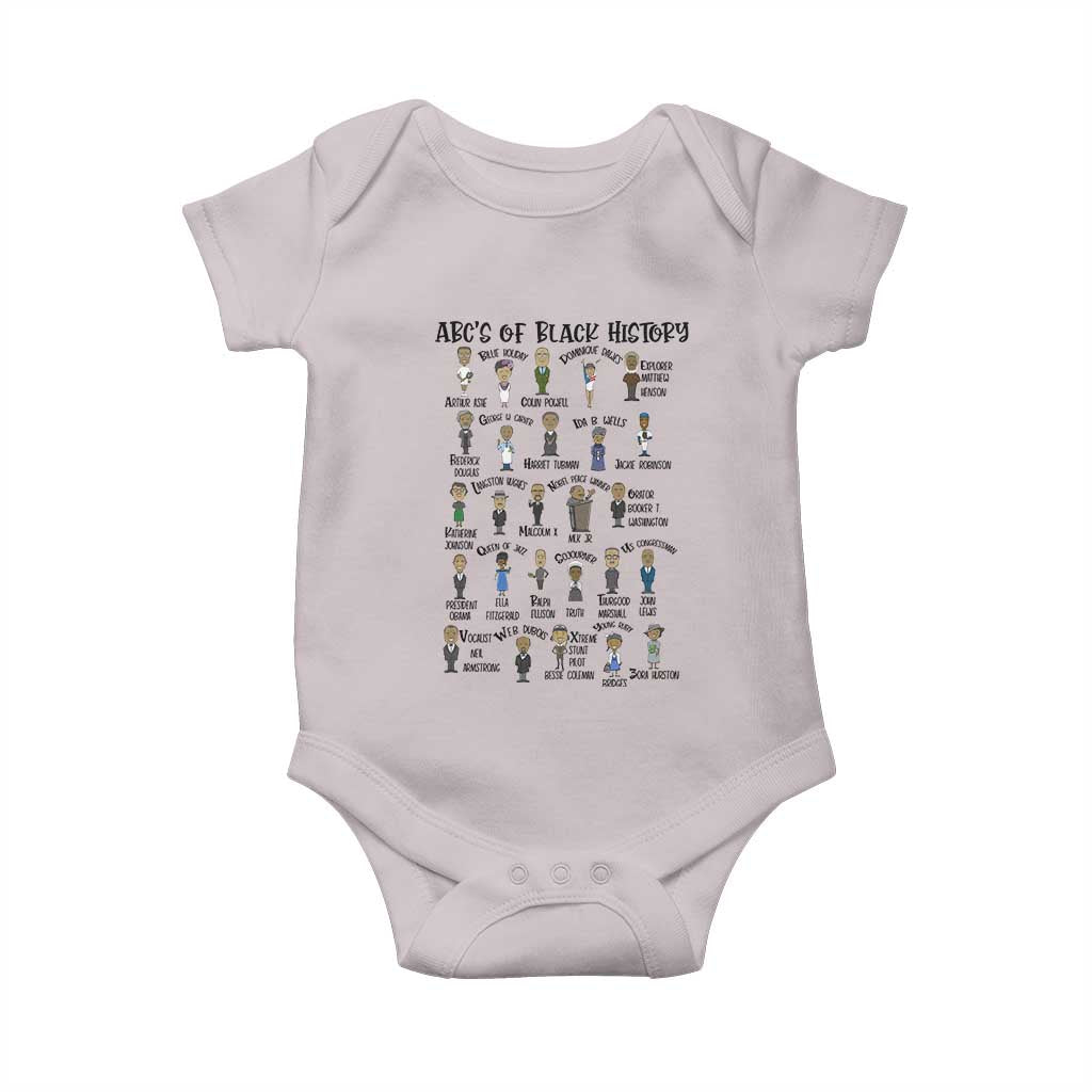 ABCs of Black History Month Baby Onesie Black Excellence Pride TS02 Ice Gray Print Your Wear