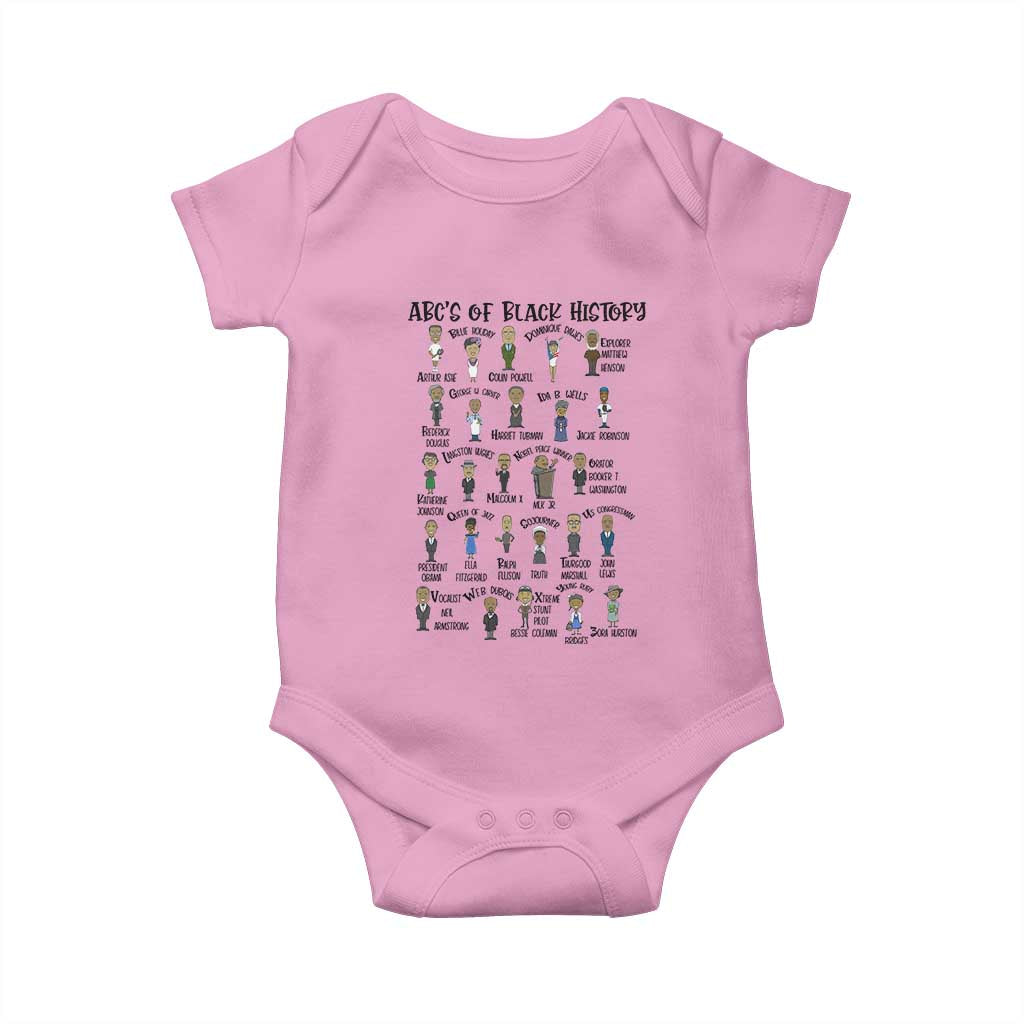 ABCs of Black History Month Baby Onesie Black Excellence Pride TS02 Light Pink Print Your Wear