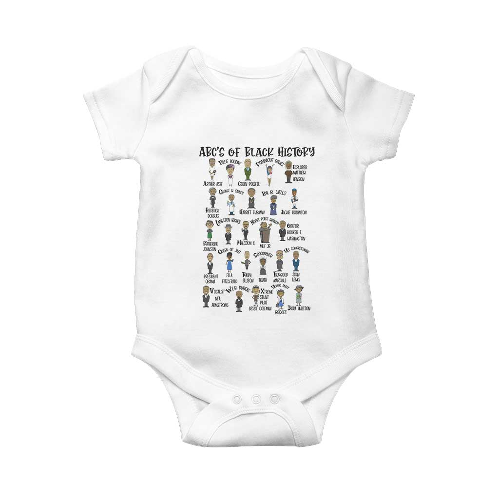 ABCs of Black History Month Baby Onesie Black Excellence Pride TS02 White Print Your Wear