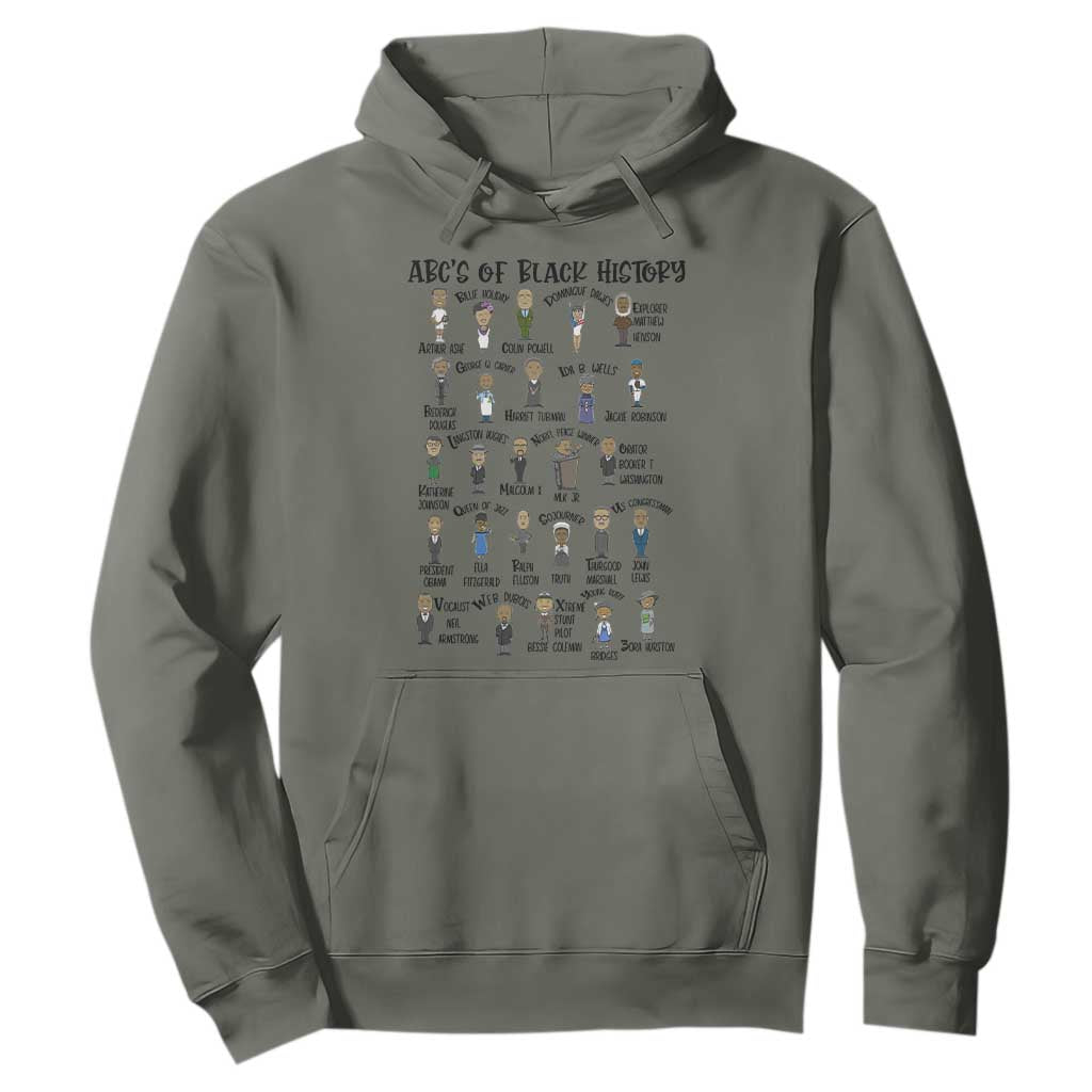 ABCs of Black History Month Hoodie Black Excellence Pride TS02 Military Green Print Your Wear