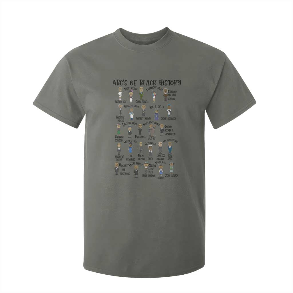 ABCs of Black History Month T Shirt For Kid Black Excellence Pride TS02 Military Green Print Your Wear