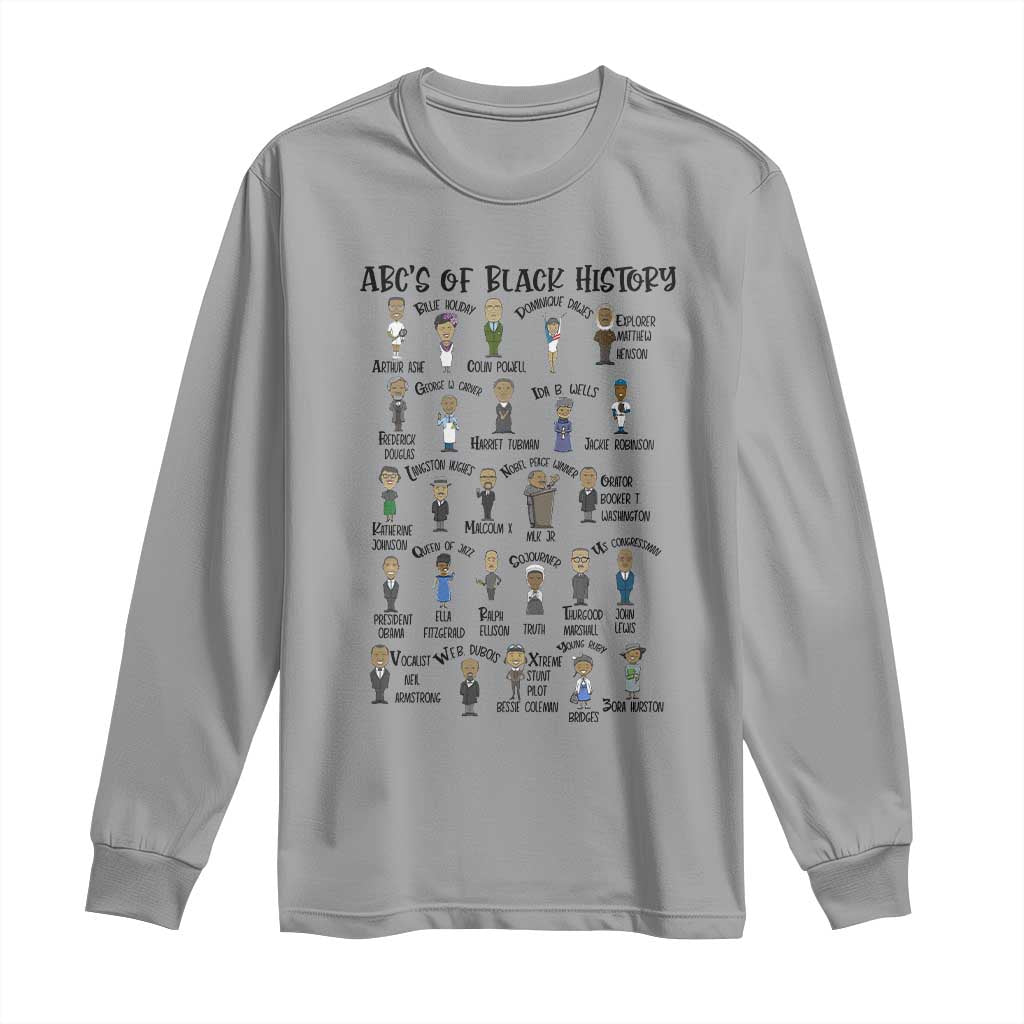 ABCs of Black History Month Long Sleeve Shirt Black Excellence Pride TS02 Sport Gray Print Your Wear