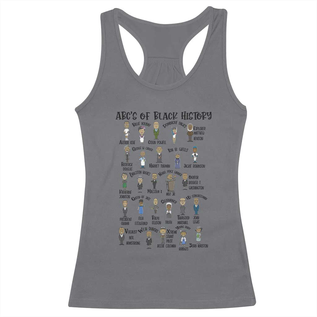 ABCs of Black History Month Racerback Tank Top Black Excellence Pride TS02 Charcoal Print Your Wear