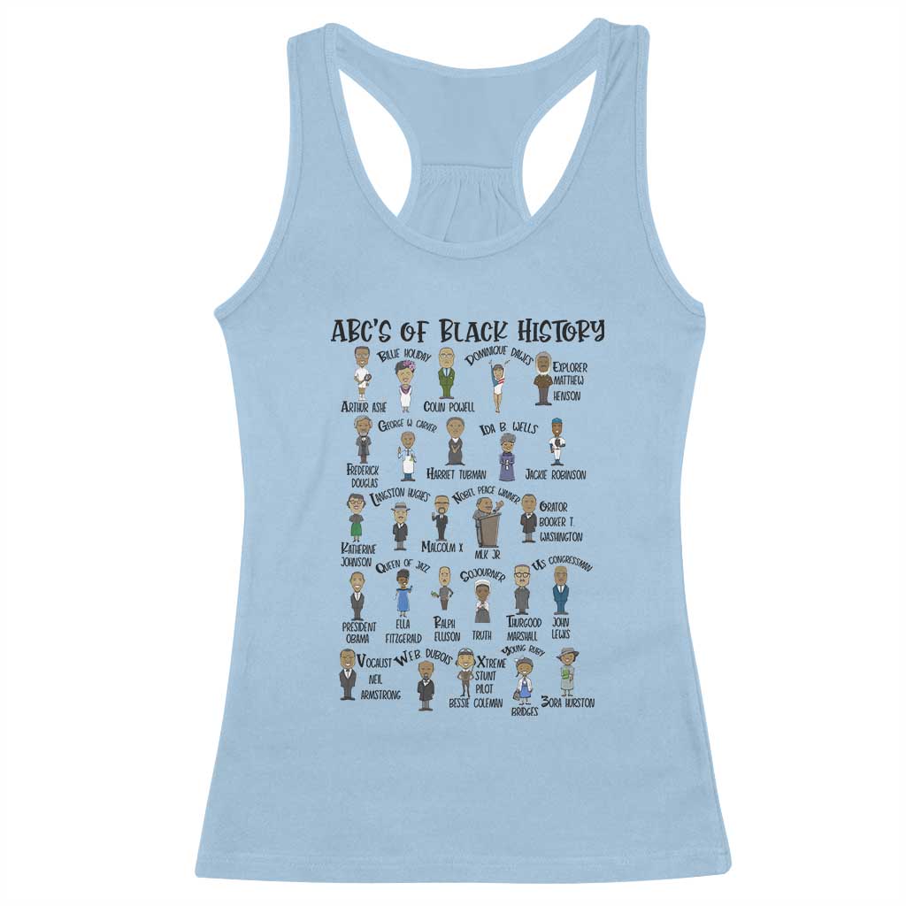 ABCs of Black History Month Racerback Tank Top Black Excellence Pride TS02 Light Blue Print Your Wear