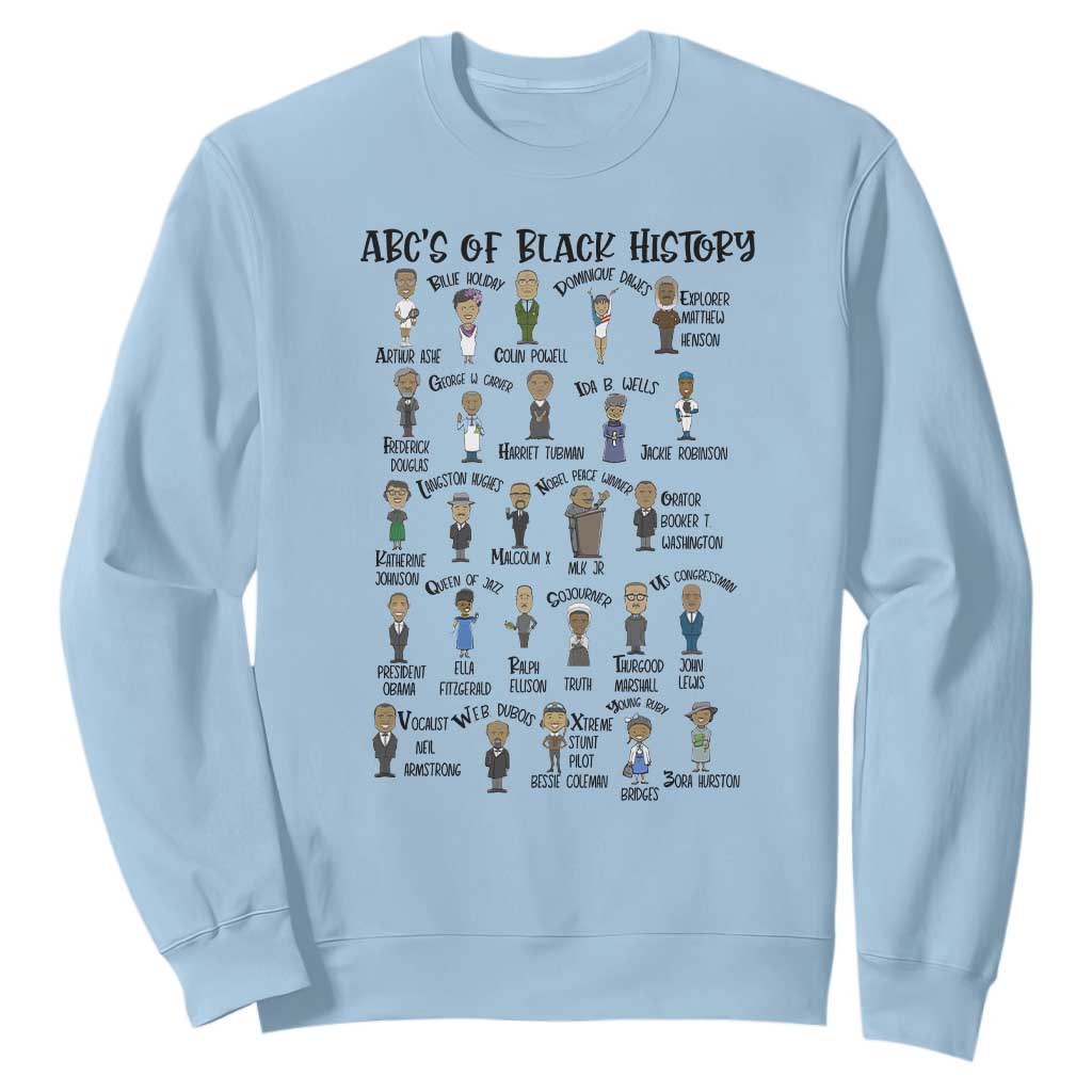 ABCs of Black History Month Sweatshirt Black Excellence Pride TS02 Light Blue Print Your Wear