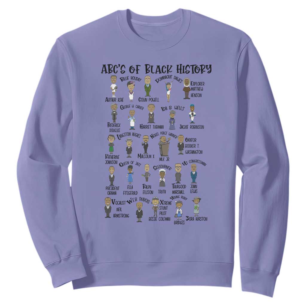 ABCs of Black History Month Sweatshirt Black Excellence Pride TS02 Violet Print Your Wear
