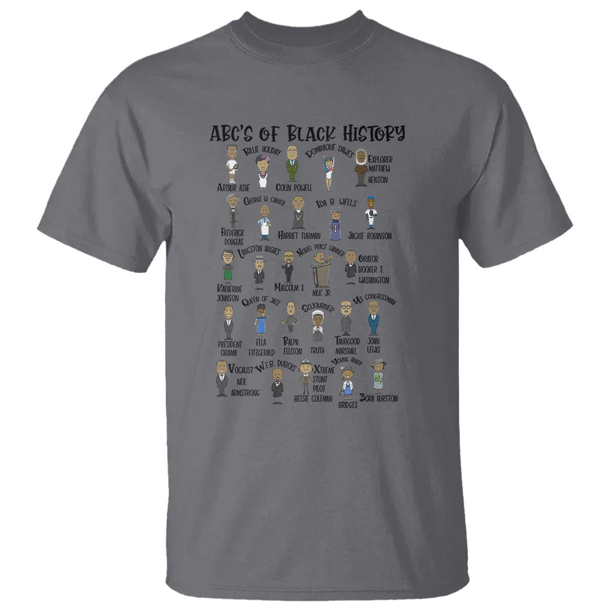 ABCs of Black History Month T Shirt Black Excellence Pride TS02 Charcoal Print Your Wear